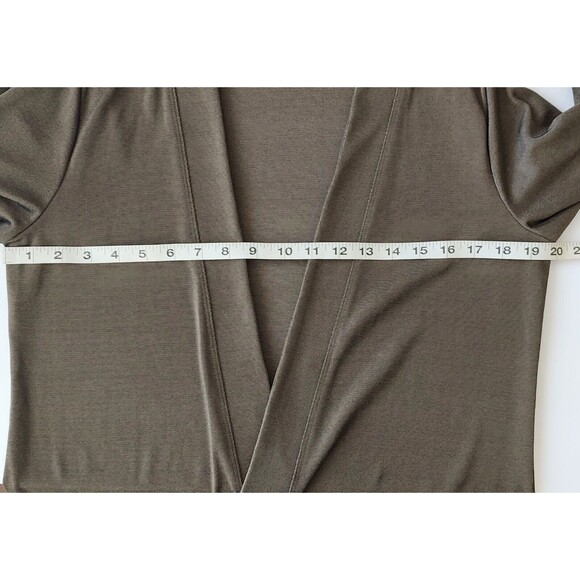 Additions by Chico's Size 1 Open Front 3/4 Sleeves Metallic Gold Black Cardigan - Picture 6 of 7